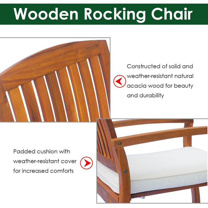 Acacia Wood Garden Rocking Chair with Cushion