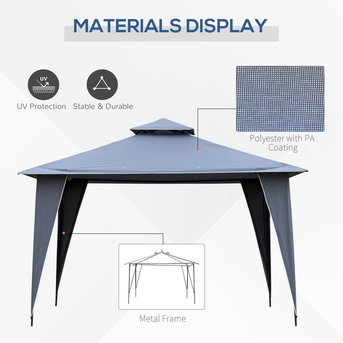 Metal Frame Gazebo, UV & Water Resistant Roof, 3.5x3.5m