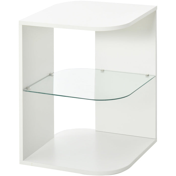 Modern Bedside Table With Glass Shelf