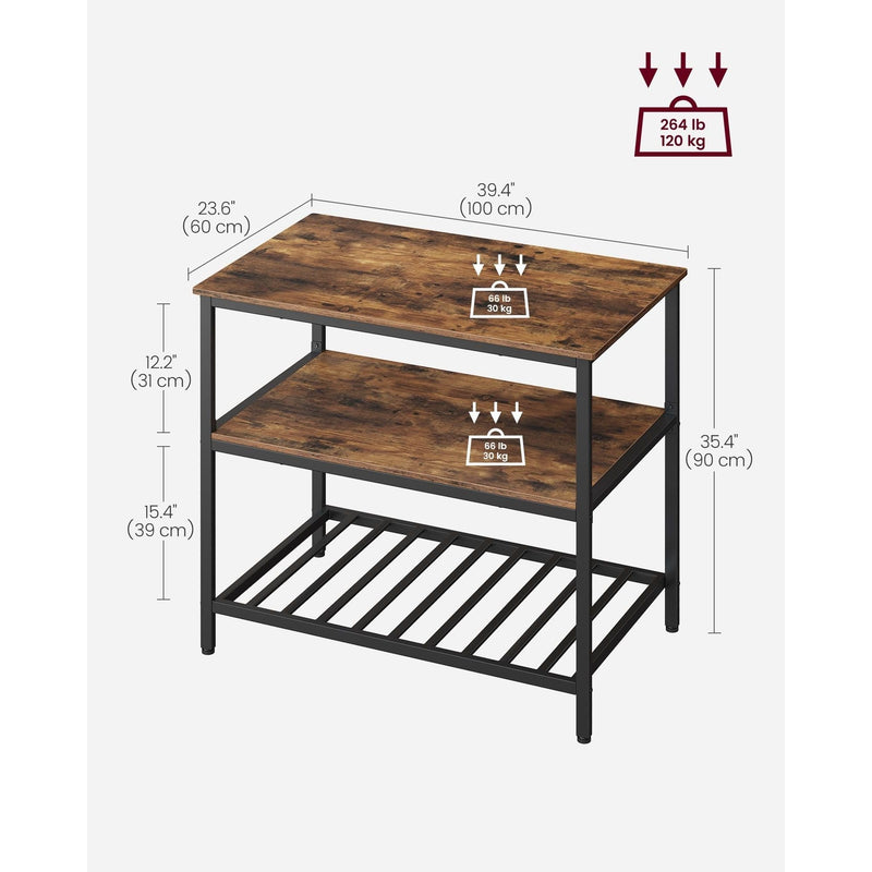 Vasagle Industrial Style Kitchen Island With Worktop