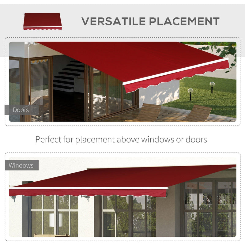 Manual Retractable Awning, 2.5x2 m, Dark Red