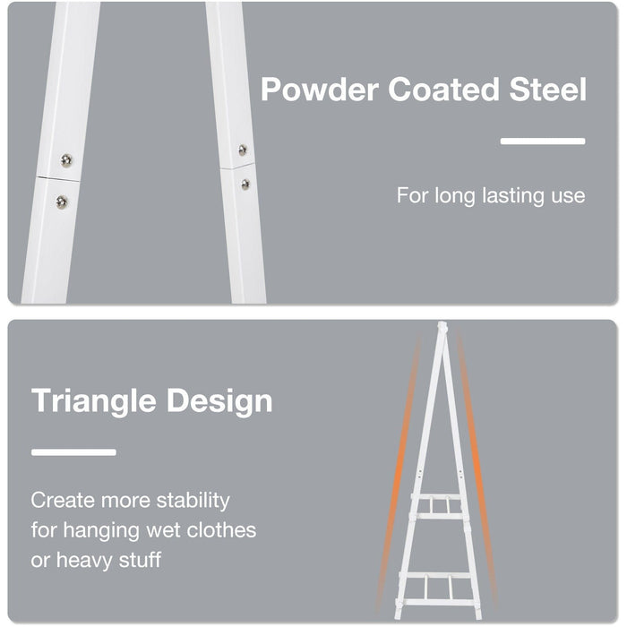White Foldable Clothes Rack with 2 Shelves