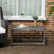 Outsunny Outdoor Coffee Table, Garden PE Rattan Side Table with Plastic Board Under the Full Woven Table Top and X-Shape Support for Patio Mixed Grey Outsunny