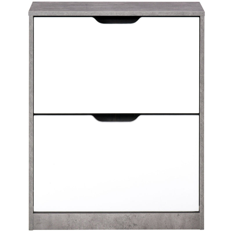 2 Tier Shoe Cabinet with Drawer, Holds 8 Pairs