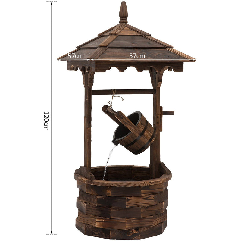 Fir Wood Garden Decor Wishing Well Waterfall