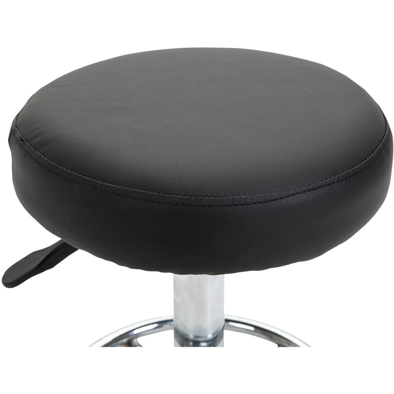 Beauty Salon Stool, Black Faux Leather