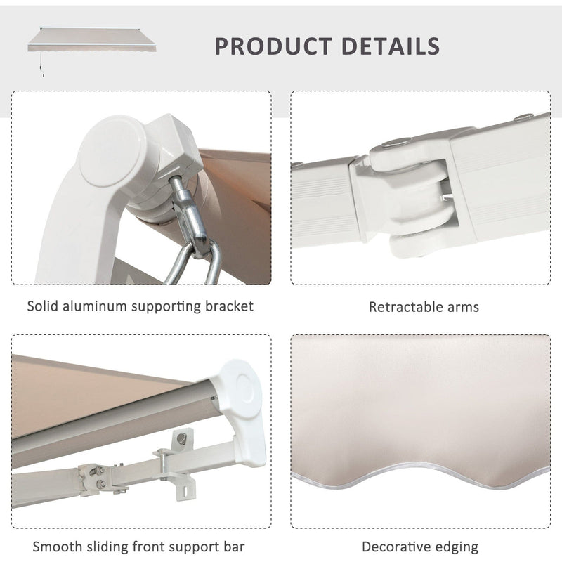 Electric Awning For Patio, 2.95 x 2.5M, Cream White