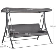 Outsunny 3 Seater Convertible Swing Chair Bed, Grey Outsunny