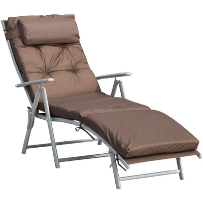 Patio Texteline Sun Lounger, Foldable, Pillow, Cushion Outsunny