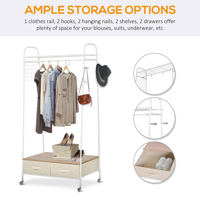 Entrance Coat Rack Garment Storage 2 Drawers