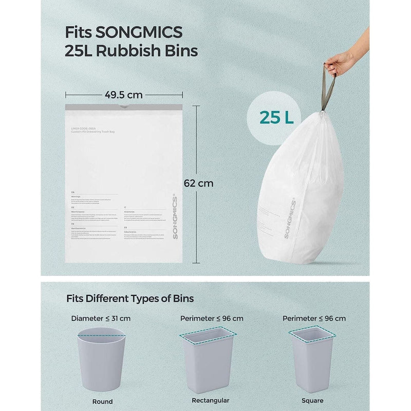 Songmics 25L Kitchen Bin Liners, Pack Of 80 Liner Code 025A01