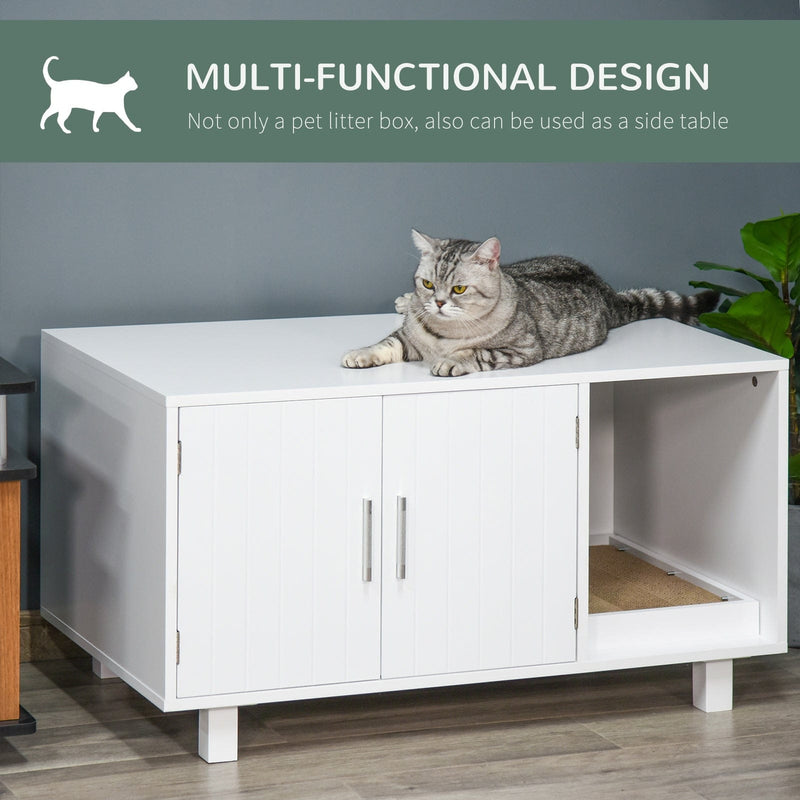 Nightstand Cat Litter Box Enclosure  - White