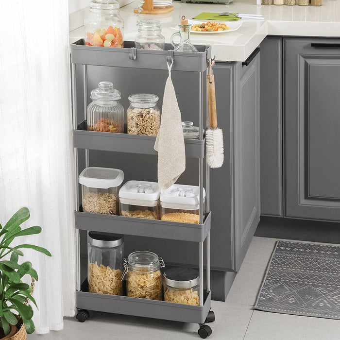 Slim Plastic Storage Cart, 4-Tier