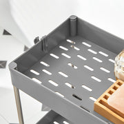 Grey 3-Tier Plastic Storage Trolley with Hooks Songmics