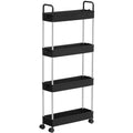 Black Slim 4-Tier Trolley with Handle Songmics