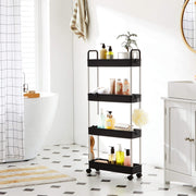 Black Slim 4-Tier Trolley with Handle Songmics