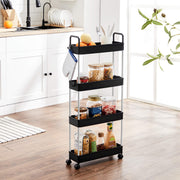 Black Slim 4-Tier Trolley with Handle Songmics