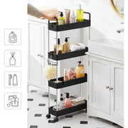 Black Slim 4-Tier Trolley with Handle Songmics