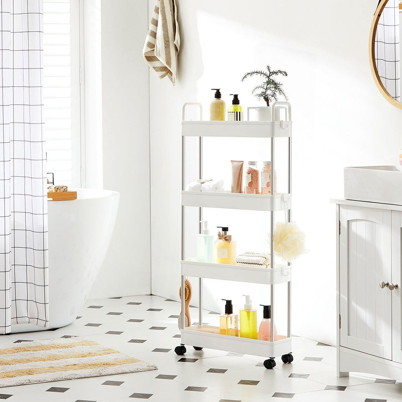 White 4 Tier Slim Storage Cart by Songmics