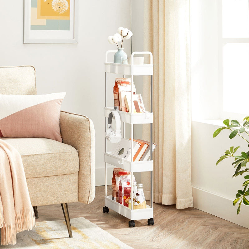 White 4 Tier Slim Storage Cart by Songmics