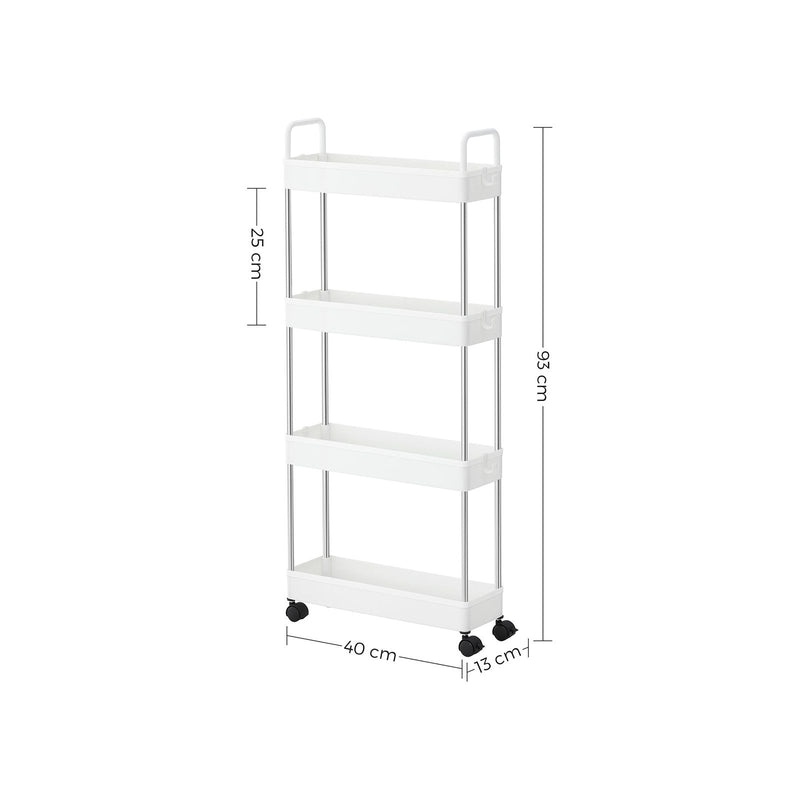 White 4 Tier Slim Storage Cart by Songmics