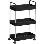 Plastic Storage Trolley on Wheels, 3-Tier, Black SONGMICS