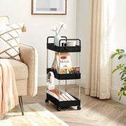 Plastic Storage Trolley on Wheels, 3-Tier, Black SONGMICS