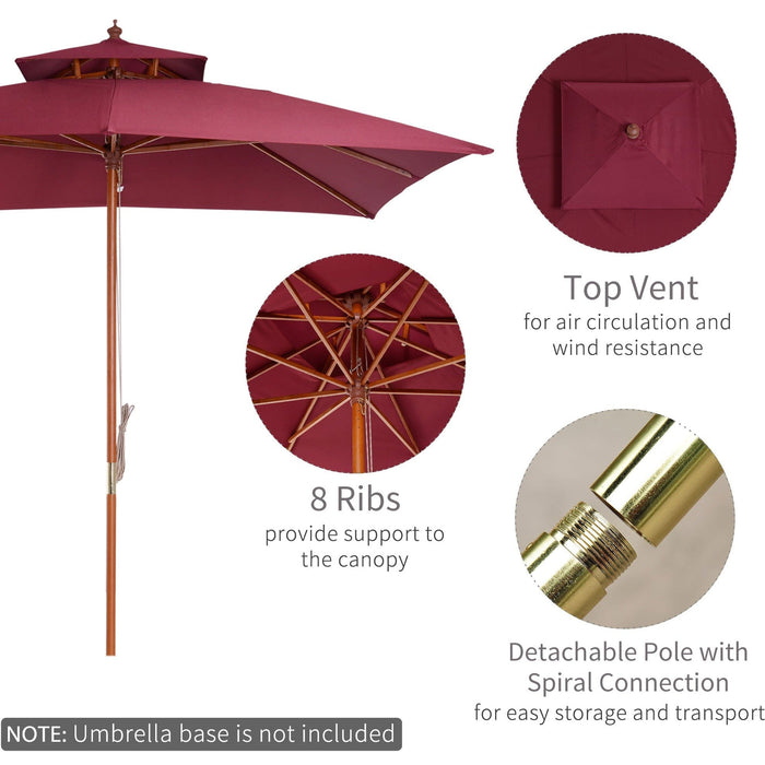 3m Patio Parasol Umbrella, Wine Red