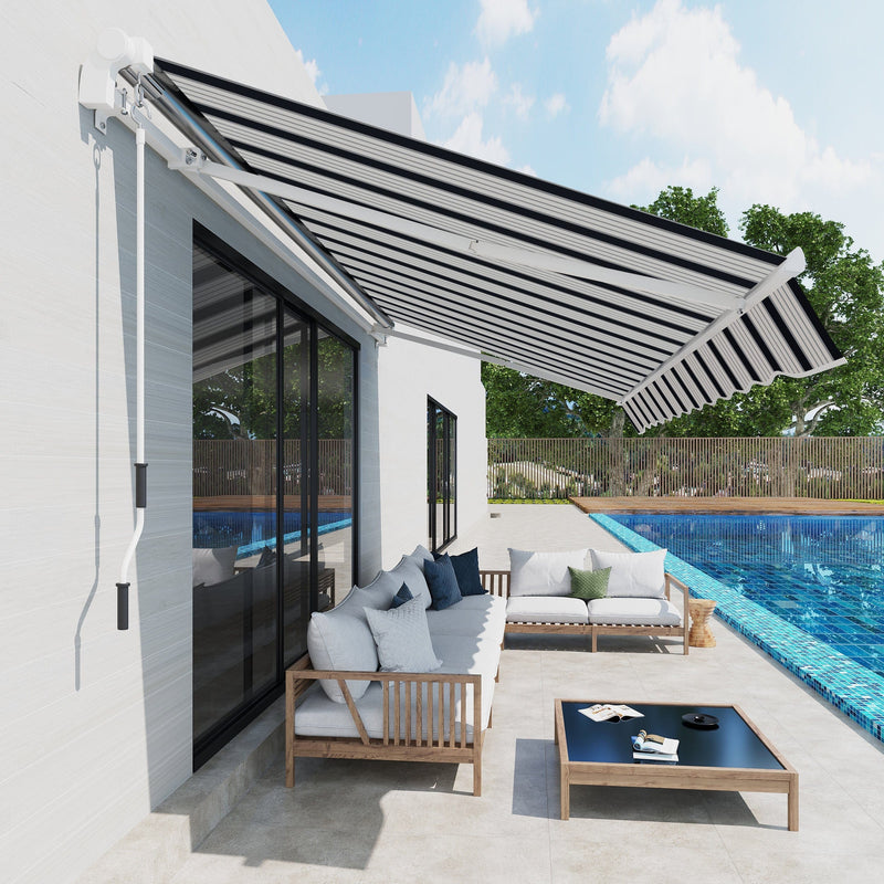 Manual Patio Awning - 4 x 3m Aluminium Retractable Sun Shade
