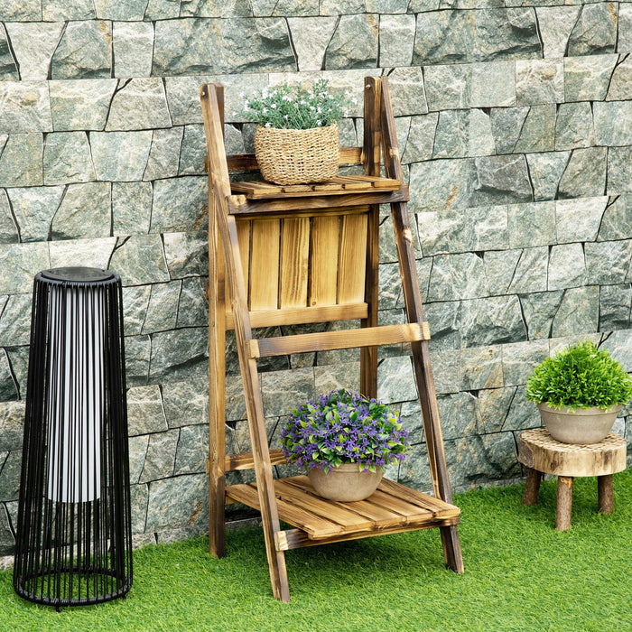 3 Tier Folding Wooden Garden Planter Display Stand