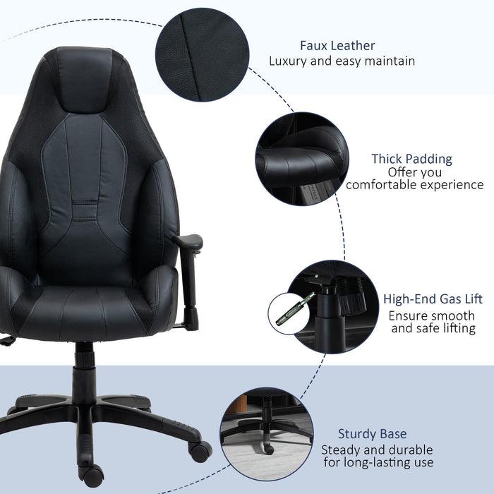 High Back Mesh & Leather Office Chair Black