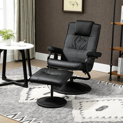 Black Manual Reclining Massage Sofa Chair & Ottoman Set Homcom