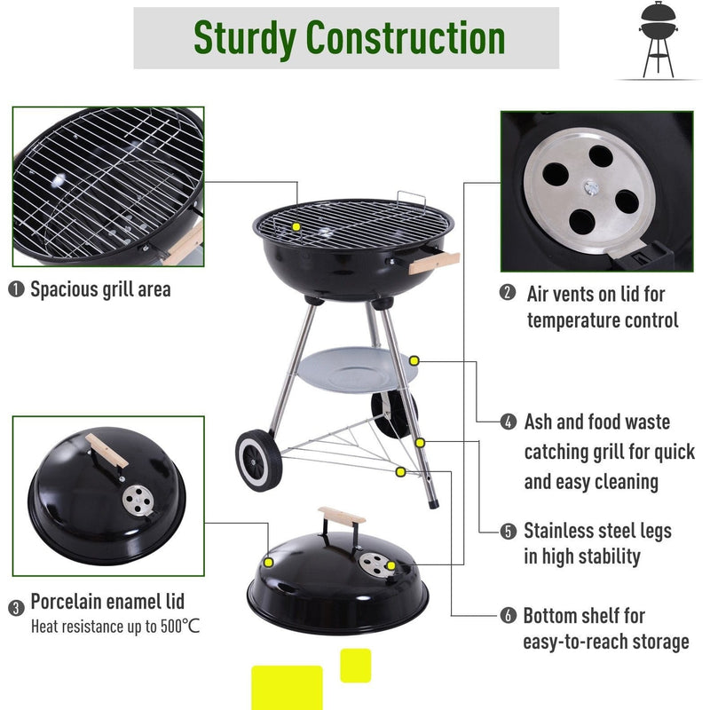 Charcoal Kettle Barbecue With Wheels