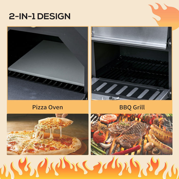 Garden Pizza Oven and Charcoal BBQ Grill Trolley