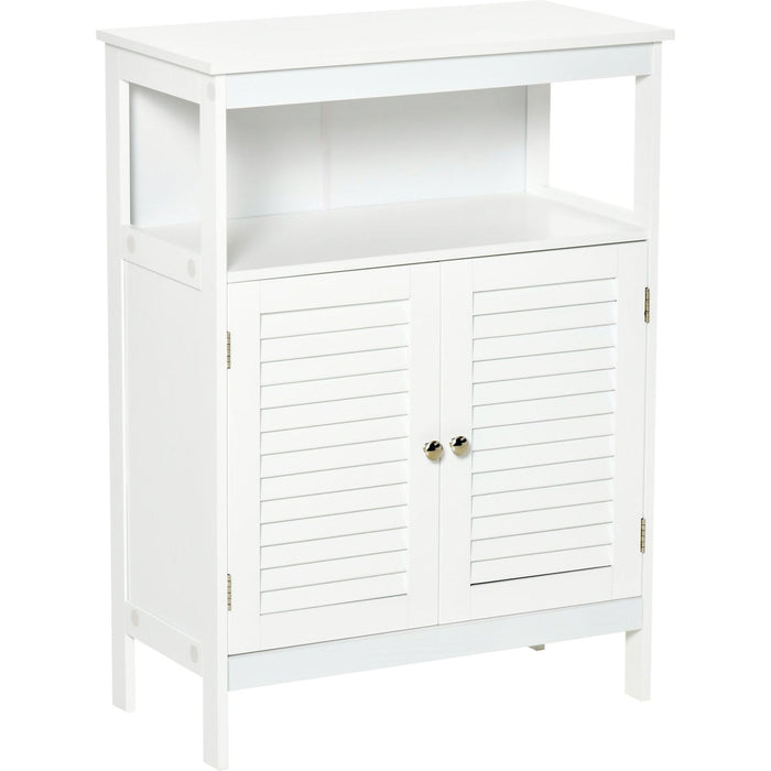 White Bathroom Storage Cabinet - 60W x 30D x 81.6Hcm