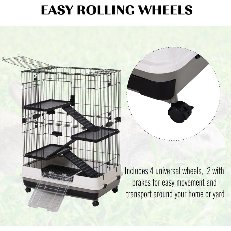 Guinea Pigs Hutch With Ramp - Black & White