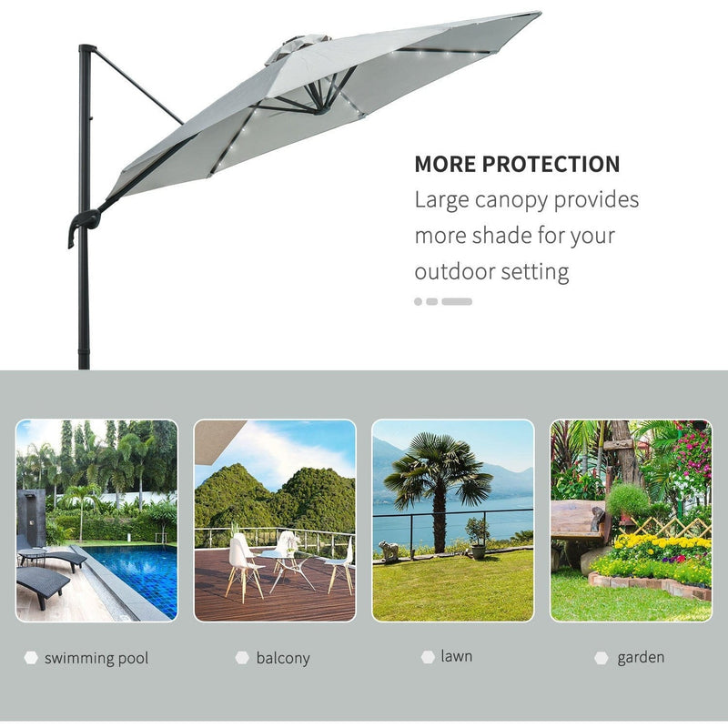 3m Roma Offset Cantilever Patio Parasol, 360° Rotation