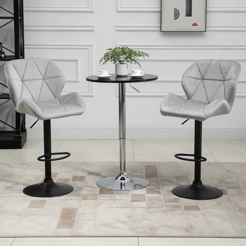 Set of 2 Grey Bar Stools With Backs