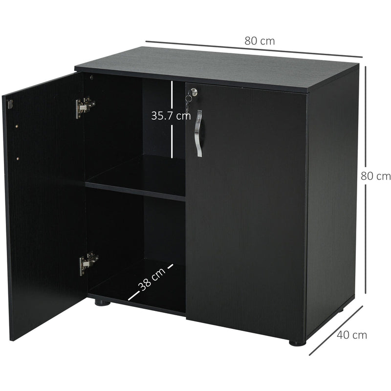2 Tier Locking Office Cabinet, Melamine Coat, Aluminium Handles