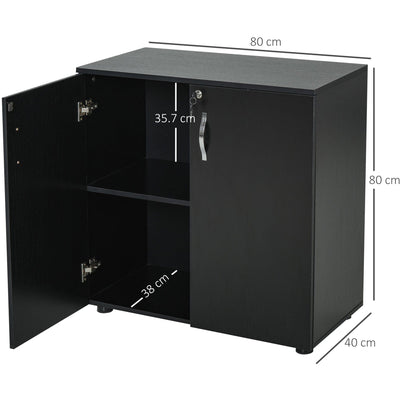 2 Tier Locking Office Cabinet, Melamine Coat, Aluminium Handles Homcom