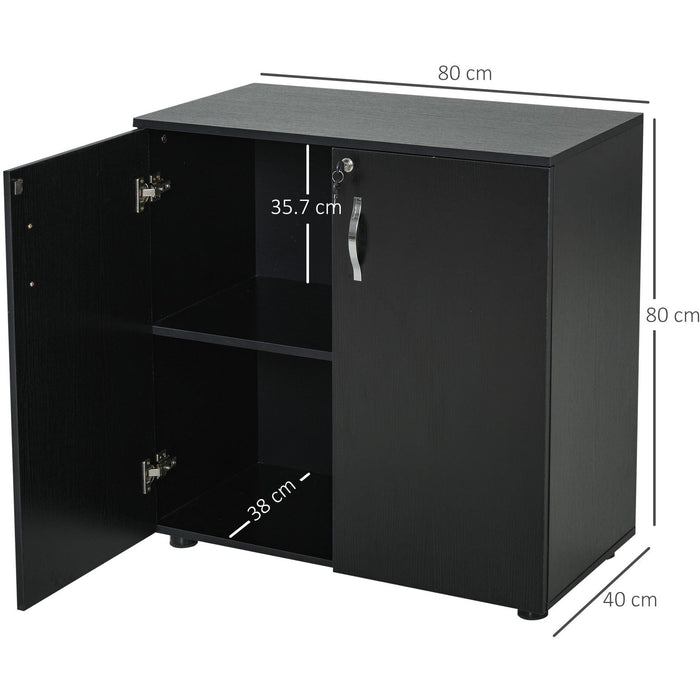 2 Tier Locking Office Cabinet, Melamine Coat, Aluminium Handles