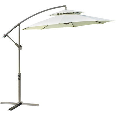 2.7m Banana Cantilever Parasol, Crank, Double Tier Canopy Outsunny