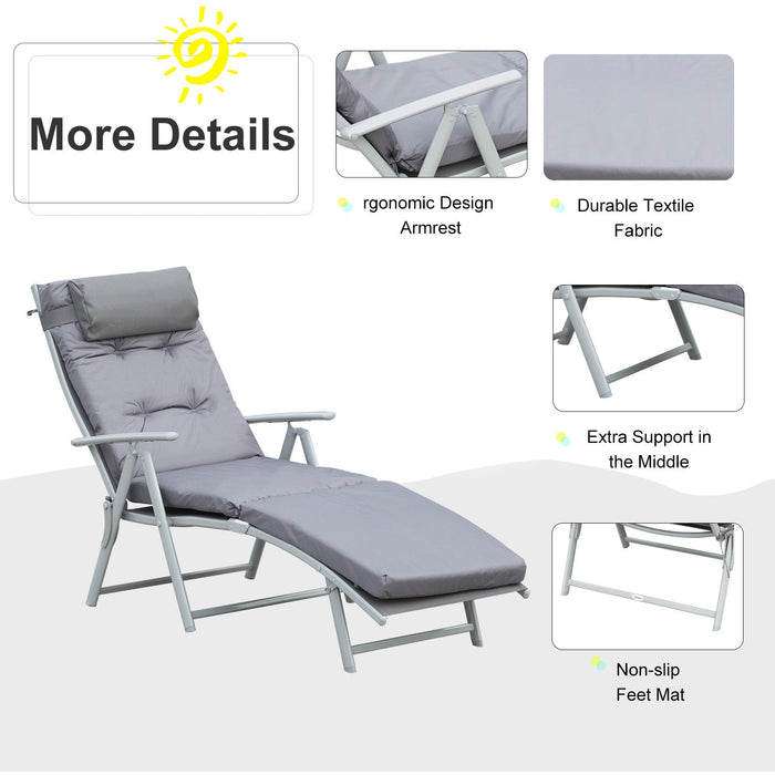 Patio Texteline Sun Lounger, Foldable, Pillow, Cushion