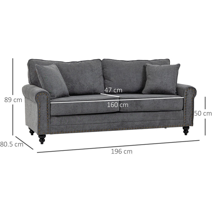 Grey Fabric 2-Seater Sofa