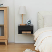 Wall-Mounted Bedside Table, Gloss Black, 37x32x21cm (Set of 2) Homcom