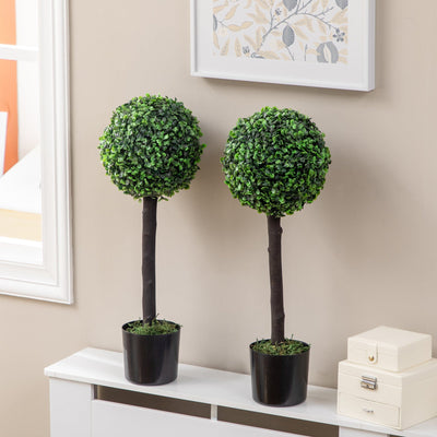 2 Artificial Boxwood Trees Homcom