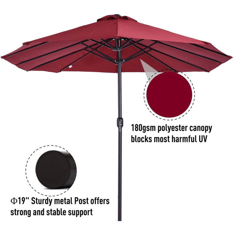 4.6m Large Garden Parasol, Double Sided, No Base