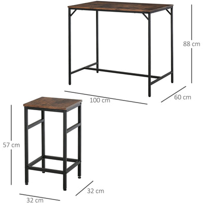 5pc Industrial Bar Table and Stool Set Homcom
