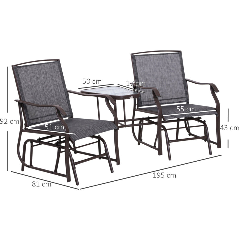 Bistro Set With Glider Chairs, Black