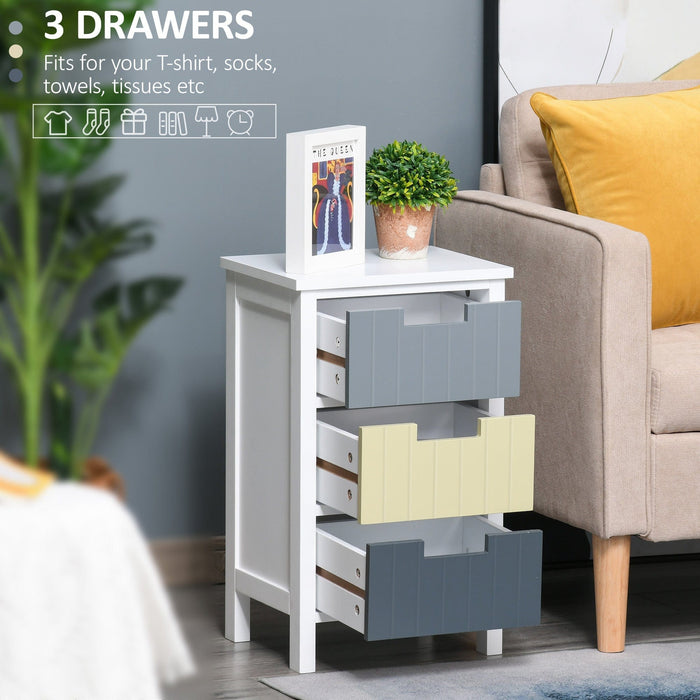 3 Drawer Storage Tower, Wood Top, Bedroom/Nursery/Hallway